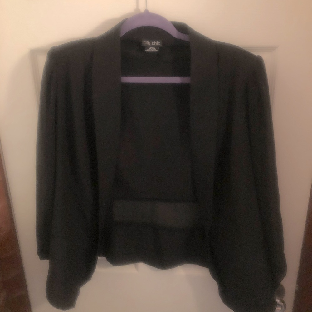 City Chic Sheer Detail Open Front Blazer M (18)